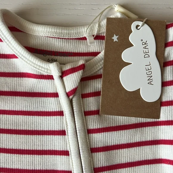 Angel Dear Stripe Vintage Red Footie 6-9 9-12 months - Picture 3 of 5